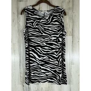 Zenana Tank Top Shell Size Medium Black White Zebra‎ Print Stretchy
